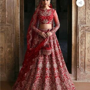 Elegant Red lengha Pakistani/Indian Akbar Aslam